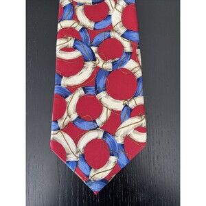 Ruff Hewn Yachting Silk Tie Red 60" Boat Life Preserver Boating Made In USA